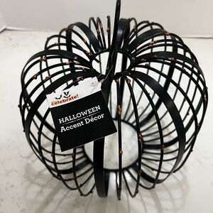 Metal Black Wire Pumpkin Halloween accent decor. For candles.